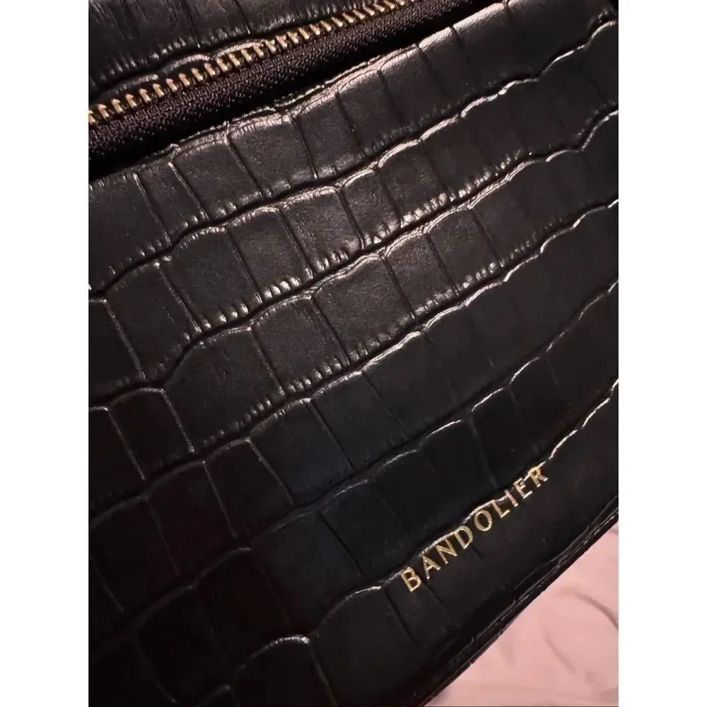 Bandolier miller convertible black alligator crossbody bag & strap nwot